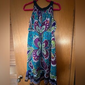 Nicole Teal, Purple and Lime Floral Halter Maxi Dress